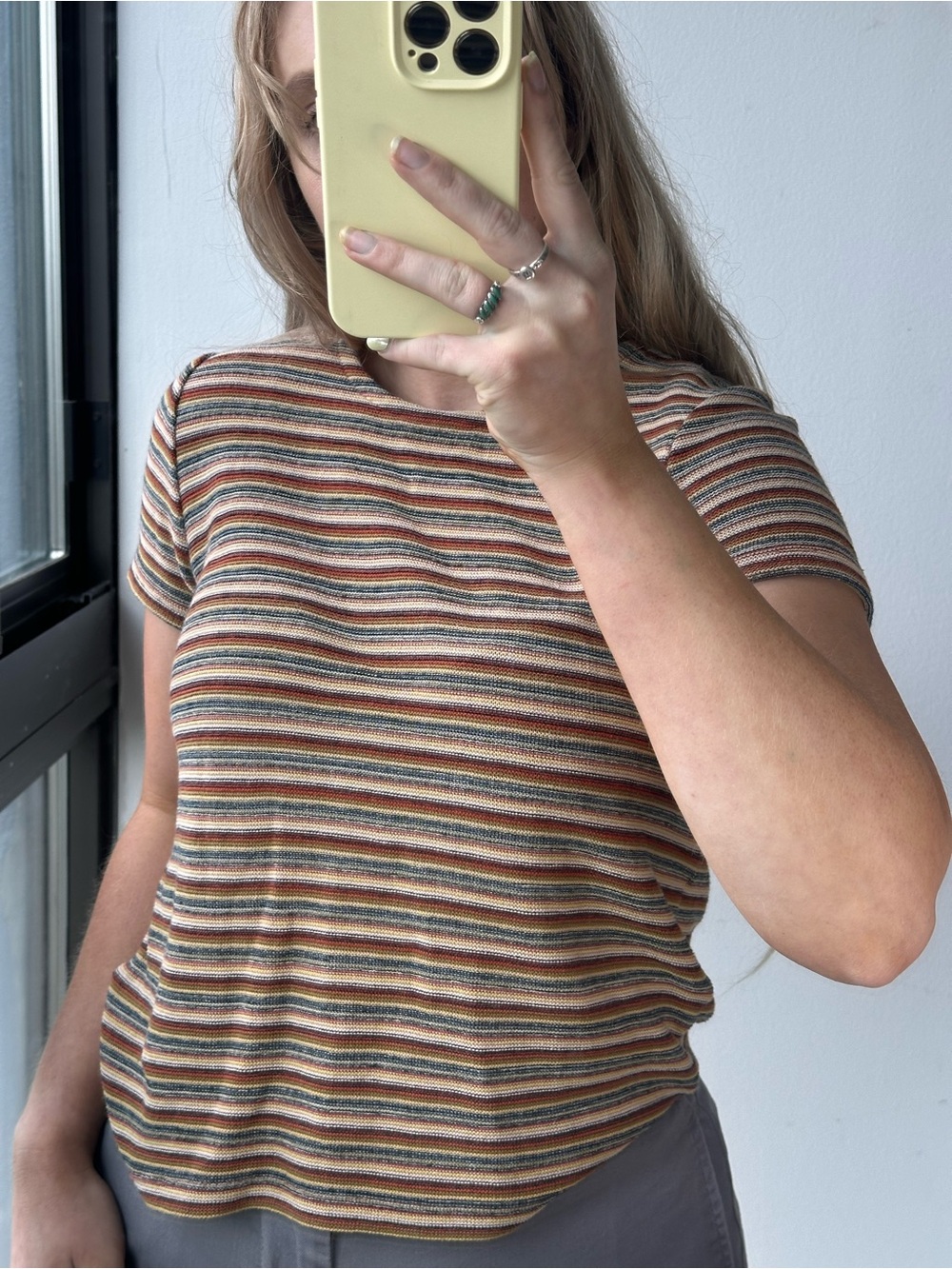 Madewell Striped Short-Sleeve Rib Knit Tee in Multicolor Brown